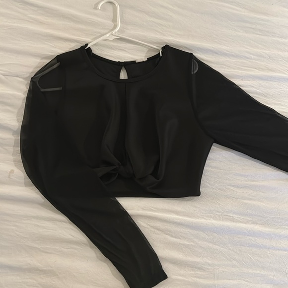 Tie Front, Sheer Sleeve Crop top - Picture 1 of 2